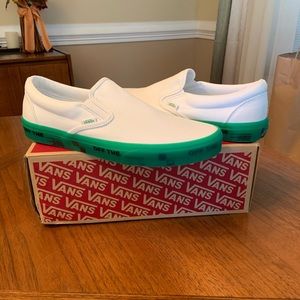 Vans Classic Slip-On White Green Sole